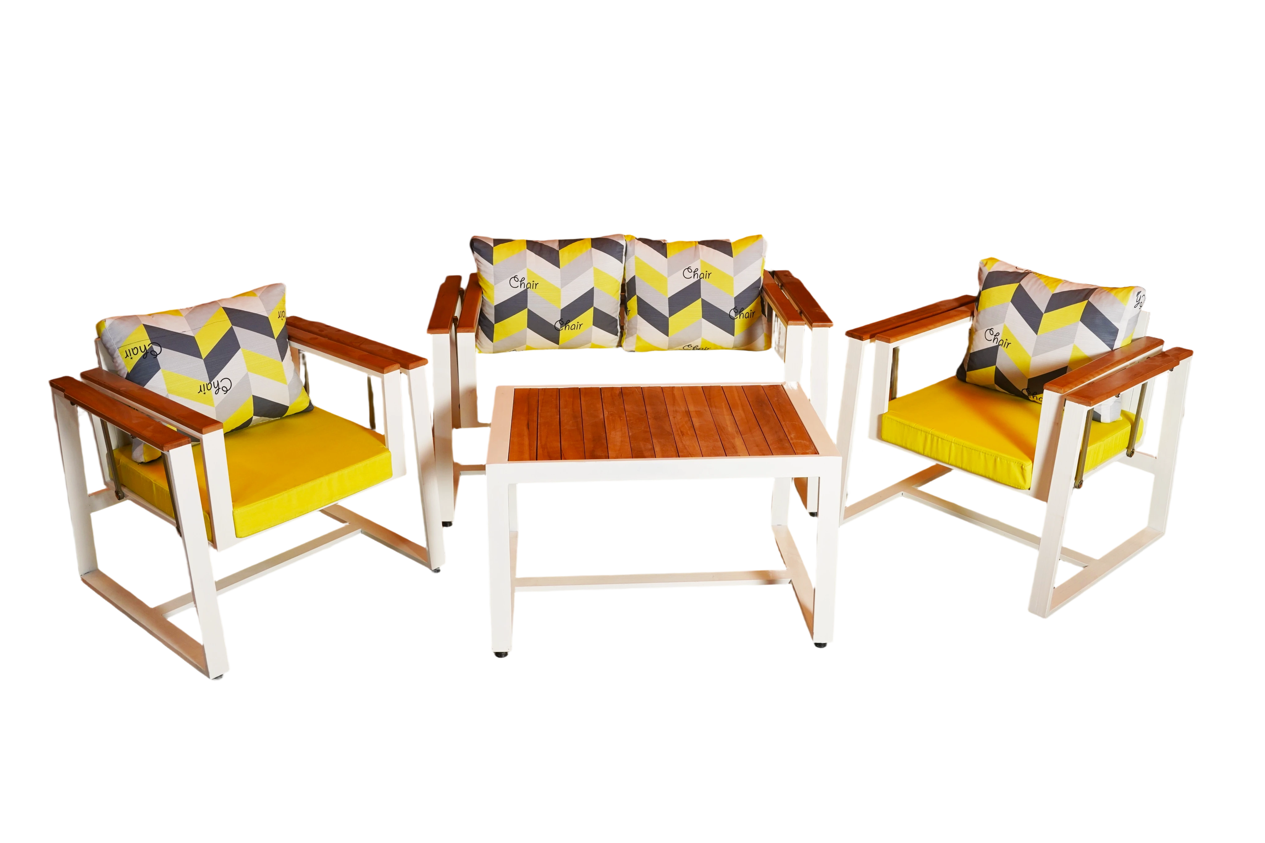 طقم جلسة خارجية فاخر (كنبة مزدوجة + كرسيين + طاولة) - تصميم عصري