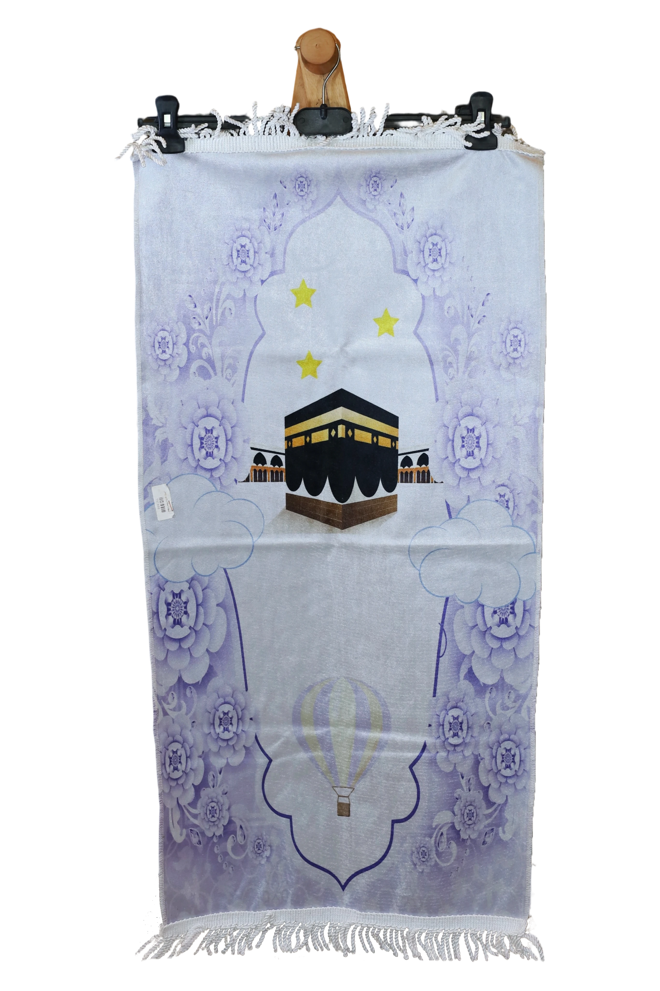 سجادة صلاة بتصميم طفولي ومبهج (الكعبة والبالون)