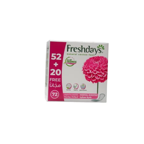 فوط نسائية  يومية عادية معطرة فريش دايز Freshdays Pantyliners (عبوة 72 فوطة)
