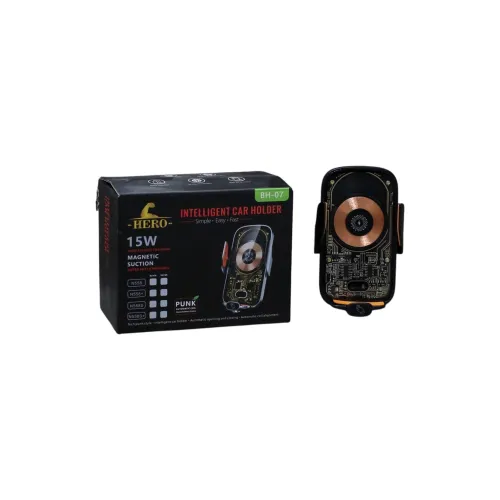 حامل الجوال الذكي والشاحن اللاسلكي السريع HERO 15W (طراز BH-07) – تقنية المستقبل في سيارتك