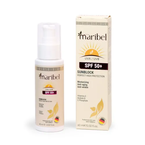 واقي شمس بحماية عالية جداً SPF 50+ ماريبيل Maribel Sunblock (حجم 60 مل)