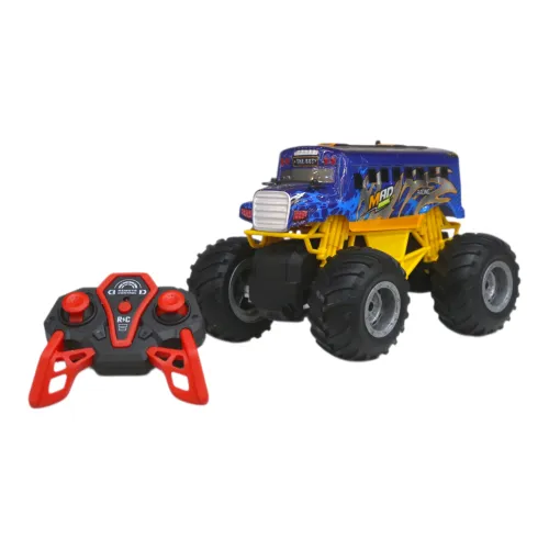 شاحنة مونستر تراك لاسلكية بتصميم حافلة مدرسية حمراء "Rover Speed" مقياس 1:16