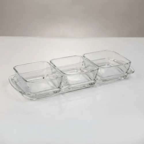 طقم صحون ضيافة زجاجية (Baroque) - 4 قطع (Baroque Glass Serving Set)