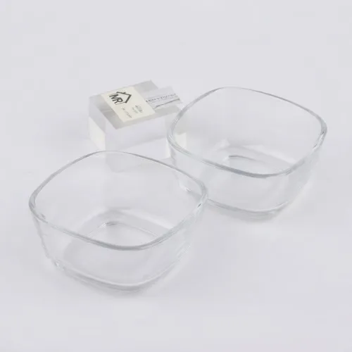 طقم صحون ضيافة زجاجية مربعة مع صينية (Glass Serving Bowls Set)
