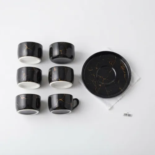 طقم ضيافة فناجين وصحون بتصميم خطوط عمودية أنيقة (Modern Vertical Stripes Coffee Cup Set)