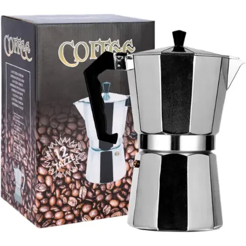 صانعة القهوة موكا بوت الكلاسيكية من الألومنيوم - 12 كوب (Classic Aluminum Moka Pot)