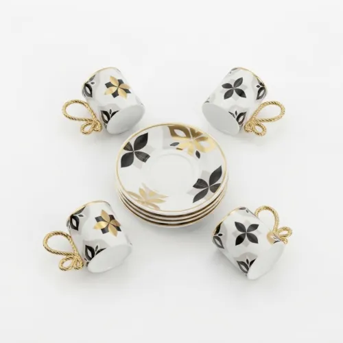 Luxury Black and Gold Porcelain Coffee Cup Set