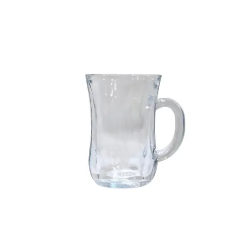 طقم كاسات شاي زجاجية شفافة بمقابض Crystal Glass Candy