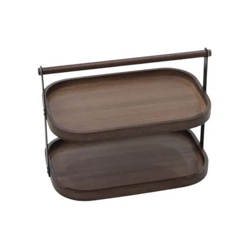 ستاند تقديم وتنظيم خشبي دورين بمقبض علوي خشبي بتصميم مودرن دافئ