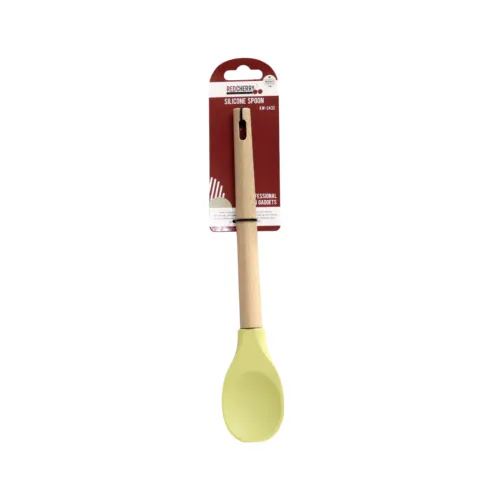 ملعقة طبخ وسكب سيليكون بمقبض خشبي (RED CHERRY)