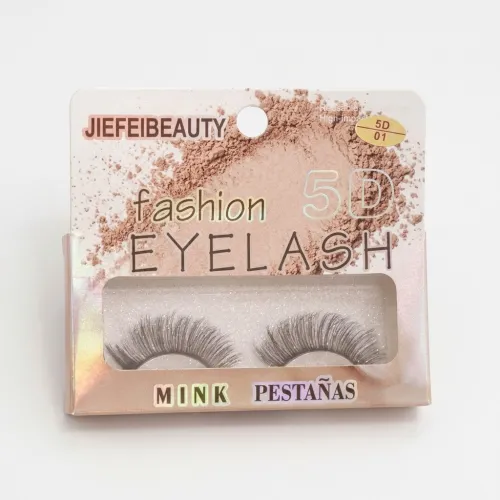 رموش صناعية ثلاثية الأبعاد بستايل الفاخر (5D Mink Eyelashes) من "JIEFEIBEAUTY" لإطلالة عينين جذابة وكثيفة (إصدار 5D-01)